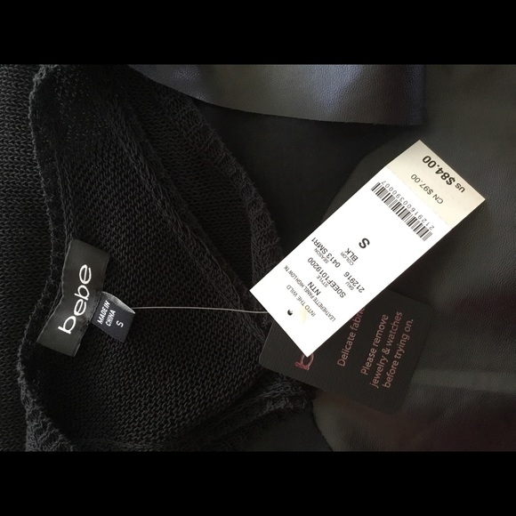 Bebe Black Hi Low Tank Top Razorback Sz Small NEW - Picture 5 of 8